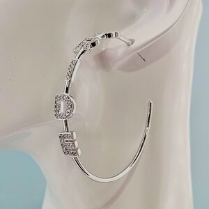 Kleinfeld Hoop Earrings Silver Tone Crystal 'Bride' Hoops Wedding Bridal